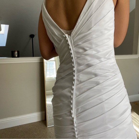 Mori Lee Tafetta Gathered Waist Fit and Flare Wedding Gown size 8- Fits … - Picture 9 of 11